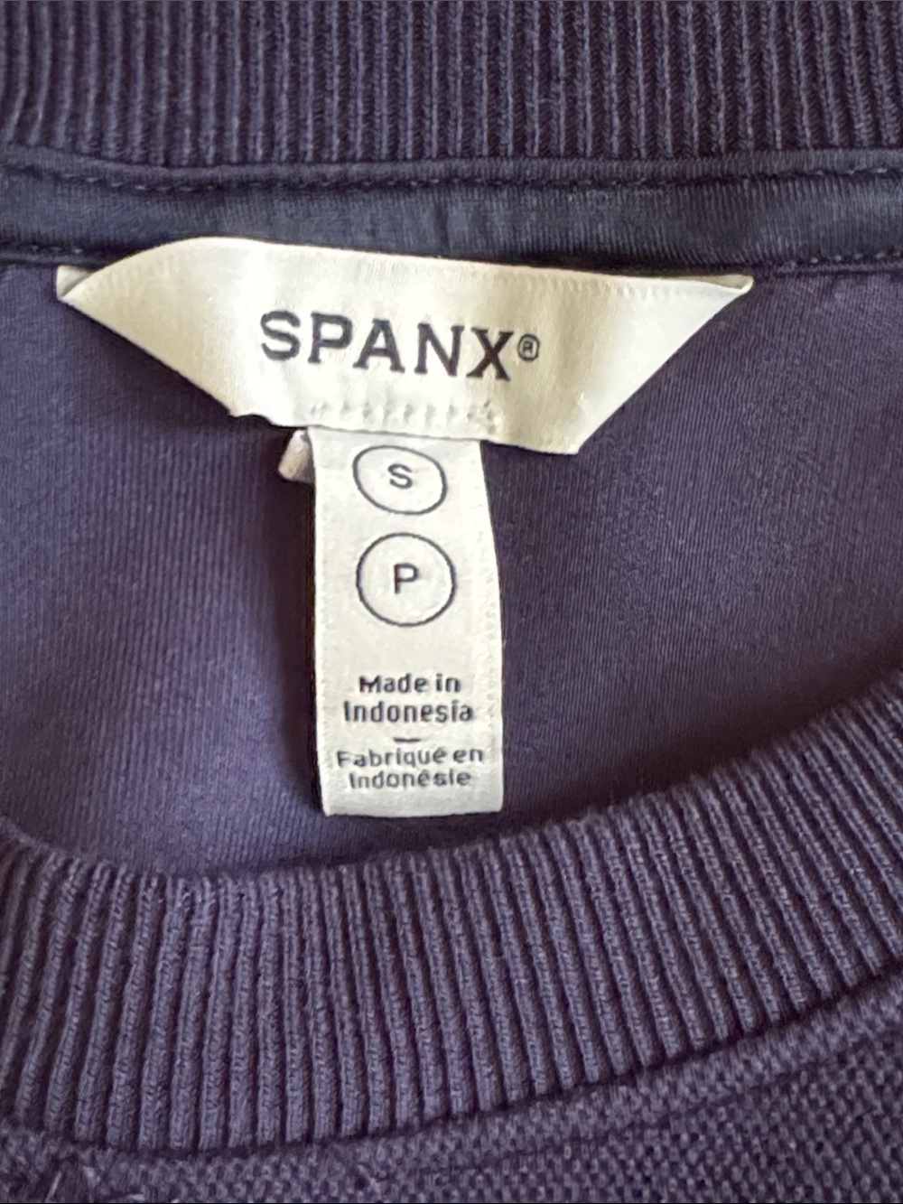 SPANX Navy Sweatshirt with White Raglan Piping - Picture 3 of 3